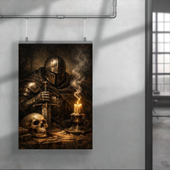 Memento mori knight beside extinguished candle poster 4