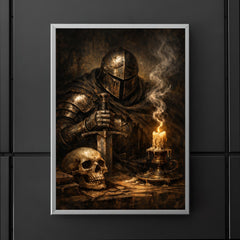 Memento mori knight beside extinguished candle poster 5