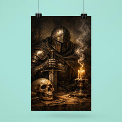 Memento mori knight beside extinguished candle poster 6