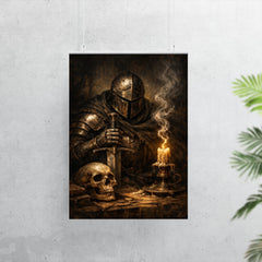 Memento mori knight beside extinguished candle poster 7