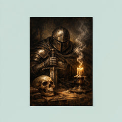 Memento mori knight beside extinguished candle poster 8