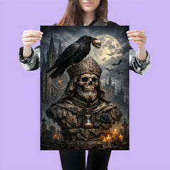 Memento mori raven atop cathedral bust poster 3