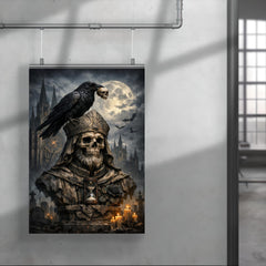 Memento mori raven atop cathedral bust poster 4