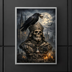 Memento mori raven atop cathedral bust poster 5