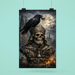 Memento mori raven atop cathedral bust poster 6