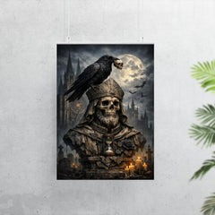 Memento mori raven atop cathedral bust poster 7