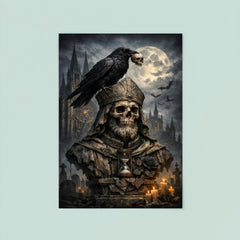Memento mori raven atop cathedral bust poster 8