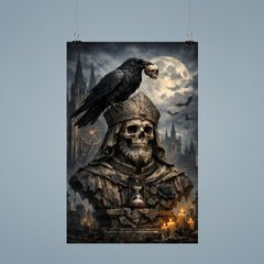 Memento mori raven atop cathedral bust poster 9
