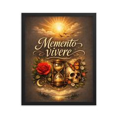 Memento vivere framed print on a plain backdrop in size 16"x20".