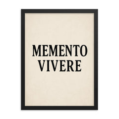 Memento vivere framed print on a plain backdrop in size 18"x24".