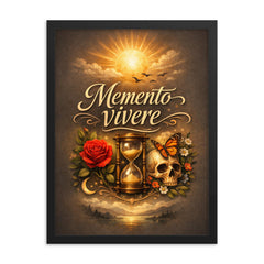 Memento vivere framed print on a plain backdrop in size 18"x24".