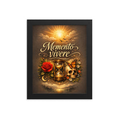 Memento vivere framed print on a plain backdrop in size 8"x10".