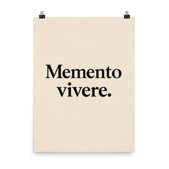 Memento vivere poster on a plain backdrop in size 8"x10".