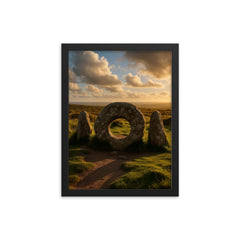 Men an Tol Cornwall England framed print on a plain backdrop in size 12"x16".