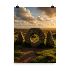 Men an Tol Cornwall England poster on a plain backdrop in size 8"x10".