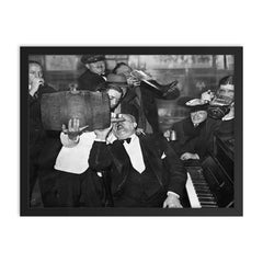Men Celebrating the End of Prohibition, December 5, 1933 framed print on a plain backdrop in size 18"x24".