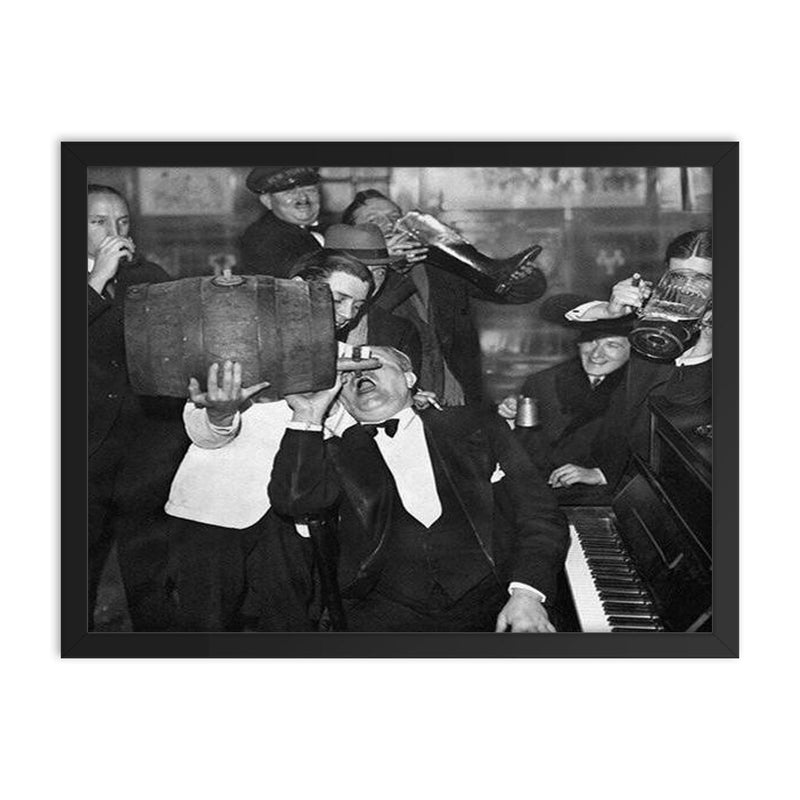 Men Celebrating the End of Prohibition, December 5, 1933 framed print on a plain backdrop in size 18