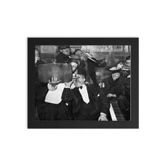Men Celebrating the End of Prohibition, December 5, 1933 framed print on a plain backdrop in size 8"x10".