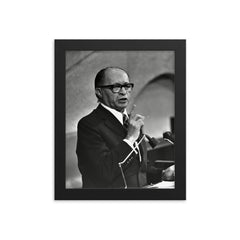 Menachem Begin framed print on a plain backdrop in size 8"x10".