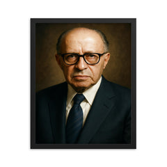 Menachem Begin portrait framed print on a plain backdrop in size 16"x20".