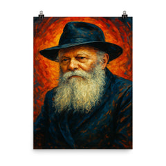 Menachem Mendel Schneerson poster on a plain backdrop in size 8"x10".