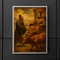 Mencius before a king with oxen poster 5