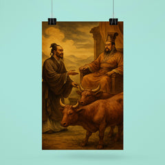 Mencius before a king with oxen poster 6