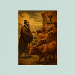 Mencius before a king with oxen poster 8