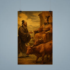 Mencius before a king with oxen poster 9