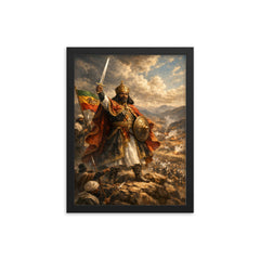 Menelik II at Adwa command ridge framed print on a plain backdrop in size 12"x16".