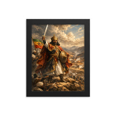 Menelik II at Adwa command ridge framed print on a plain backdrop in size 8"x10".