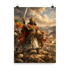 Menelik II at Adwa command ridge poster on a plain backdrop in size 8"x10".