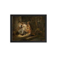 Mercury and Aglauros by Carel Fabritius framed print on a plain backdrop in size 12"x16".