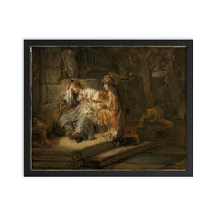 Mercury and Aglauros by Carel Fabritius framed print on a plain backdrop in size 16"x20".