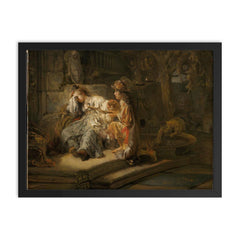 Mercury and Aglauros by Carel Fabritius framed print on a plain backdrop in size 18"x24".