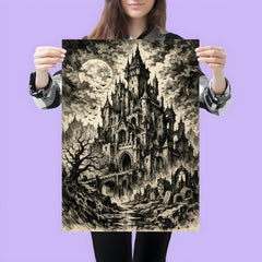 Mervyn Peake gothic castle ink portrait poster 3