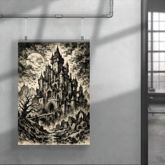 Mervyn Peake gothic castle ink portrait poster 4