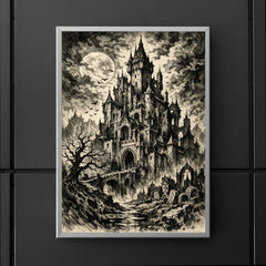 Mervyn Peake gothic castle ink portrait poster 5