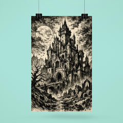 Mervyn Peake gothic castle ink portrait poster 6