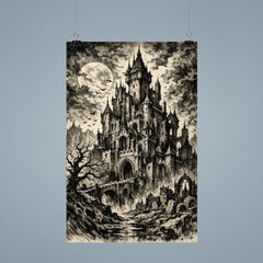 Mervyn Peake gothic castle ink portrait poster 9