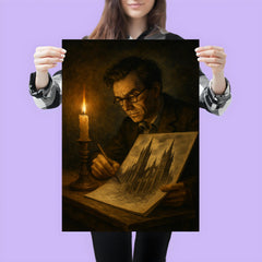 Mervyn Peake sketching gothic towers by candlelight poster 3