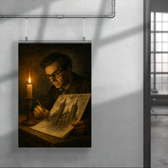 Mervyn Peake sketching gothic towers by candlelight poster 4