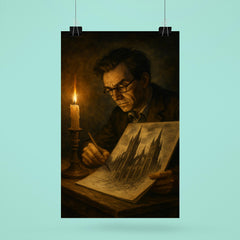 Mervyn Peake sketching gothic towers by candlelight poster 6