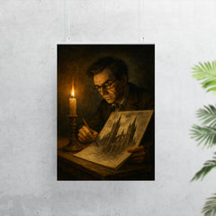 Mervyn Peake sketching gothic towers by candlelight poster 7