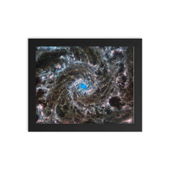 Messier 74 taken by James Webb Space Telescope framed print on a plain backdrop in size 8"x10".