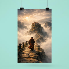 Meteora monk path above abyssal fog poster 6