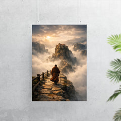 Meteora monk path above abyssal fog poster 7
