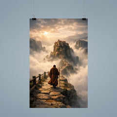 Meteora monk path above abyssal fog poster 9