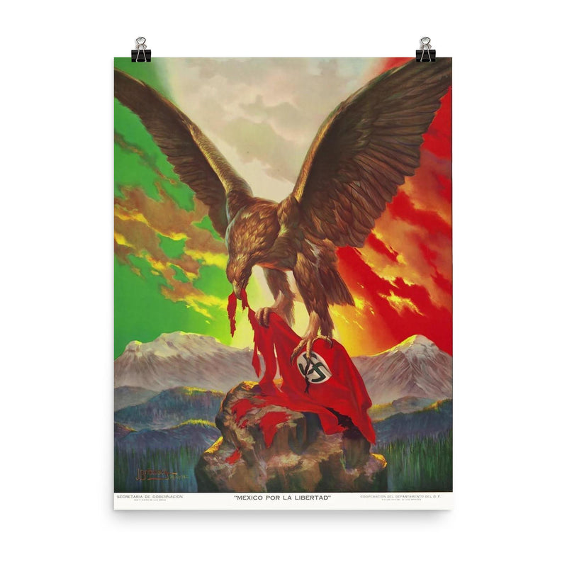 Mexico for Liberty, 1942 poster on a plain backdrop in size 8