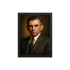 Meyer Lansky portrait framed print on a plain backdrop in size 12"x16".
